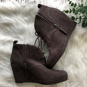 DV Brown Lace Up Wedge Booties